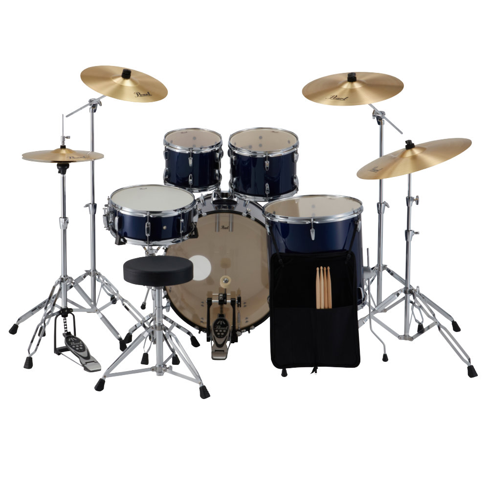 Pearl パール ROADSHOW RS525SCWN/C-2CS ＃743 Royal Blue Metallic ドラムセット 2クラッシュバージョン セット背面。スティックケース付き
