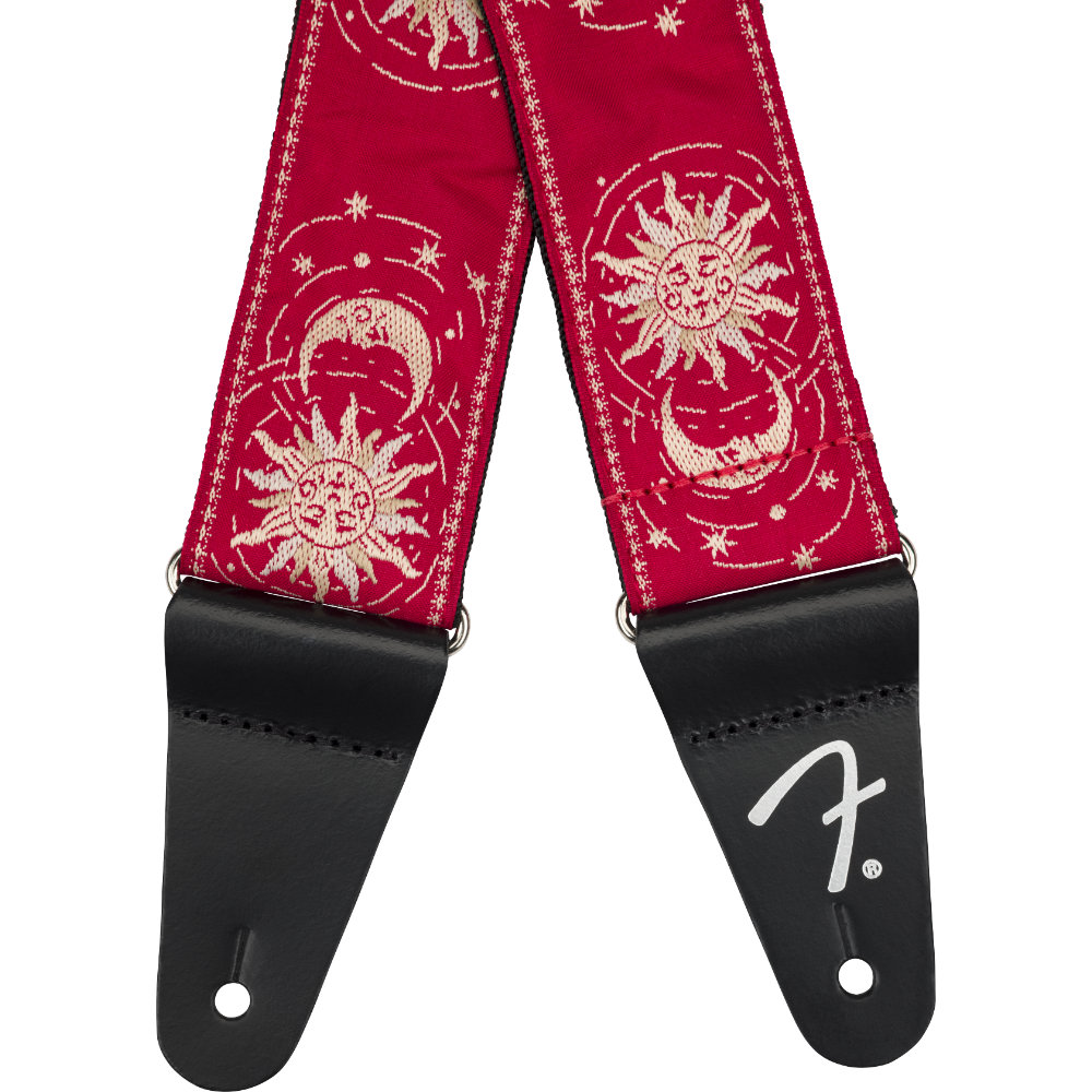 Fender フェンダー American Vintage II Sun Strap Dakota Red ギターストラップ 先端フラップ部分、ロゴ