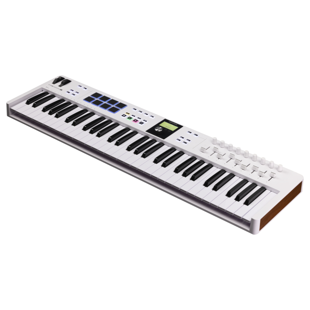 ARTURIA アートリア KeyLab Essential 61 mk3 WH 61鍵 MIDIキーボード Analog Lab Vなど豊富なバンドルソフトつき キーラボエッセンシャル 右斜めアングル画像