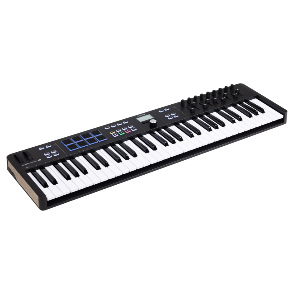 ARTURIA アートリア KeyLab Essential 61 mk3 BK 61鍵 MIDIキーボード Analog Lab Vなど豊富なバンドルソフトつき キーラボエッセンシャル 左斜めアングル画像