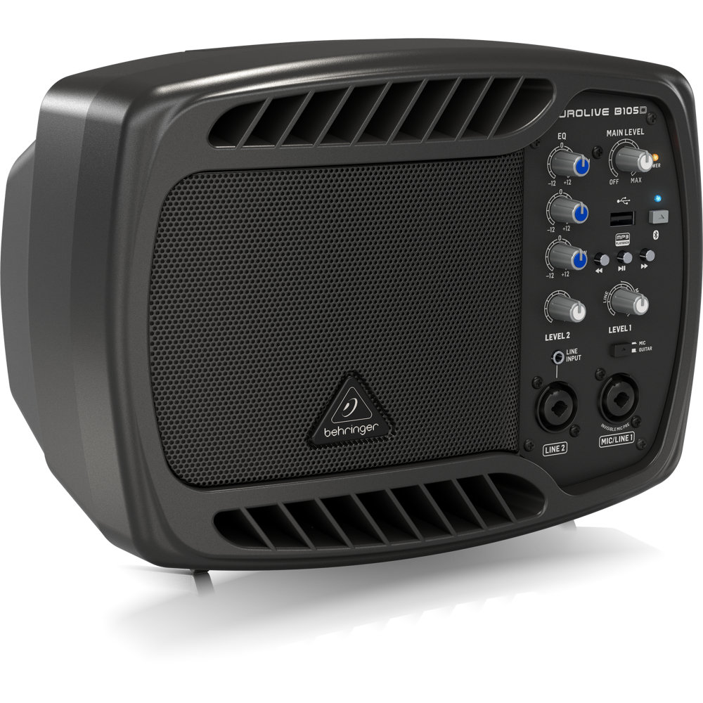 BEHRINGER B105D コンパクトPA モニタースピーカー 50W 簡易PA MP3プレーヤー/Bluetoothオーディオ機能搭載 左サイドから正面