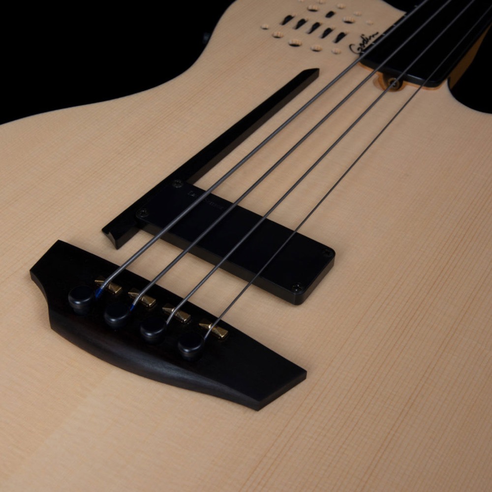 Godin ゴダン A4 Ultra Natural Fretless A/E エレクトリック セミアコースティックベース ブリッジ画像