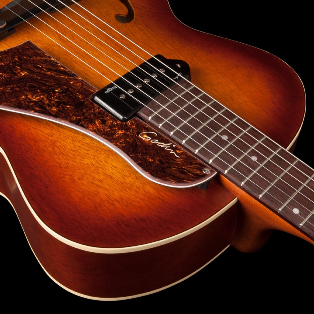 Godin ゴダン 5th Avenue Kingpin P90 Cognac Burst エレキギター ネック画像