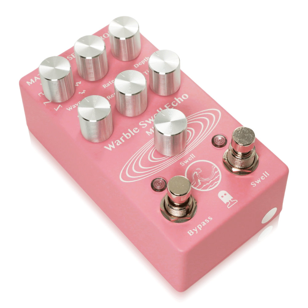 Mattoverse Electronics マットバースエレクトロニクス Warble Swell Echo MKII Pink ディレイ ギターエフェクター フットスイッチ側のアングル