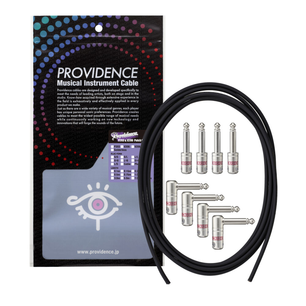 Providence プロビデンス V206 model Vital Link Solderless 2m S型プラグ×4 L型プラグ×4 ソルダーレスケーブルセット ギターケーブル ギターシールド
