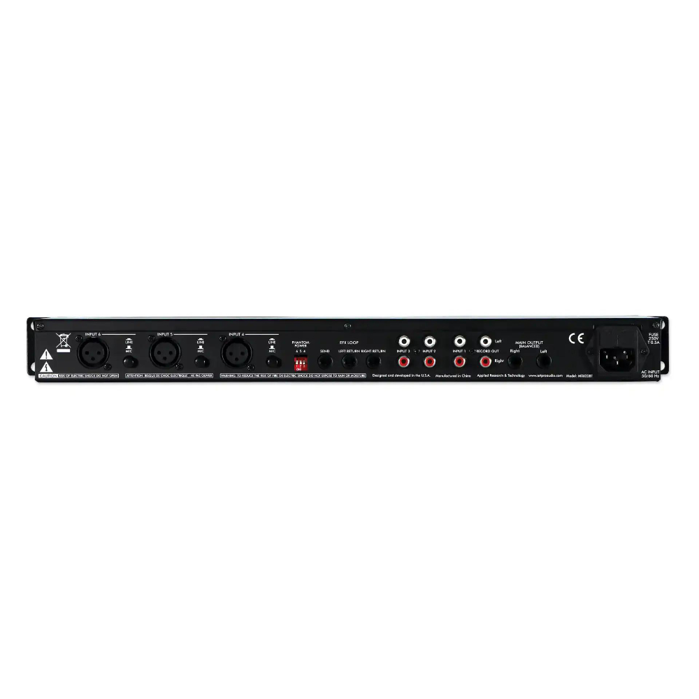 ART MX622BT 6チャンネル・ステレオ・ミキサー with Bluetooth & エフェクト・ループ 背面画像