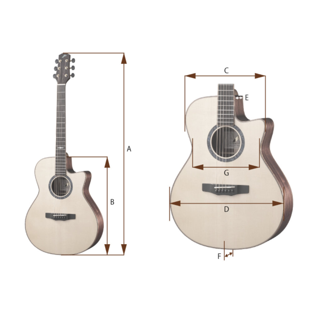 MORRIS モーリス Y-91 アコースティックギター サイズ表