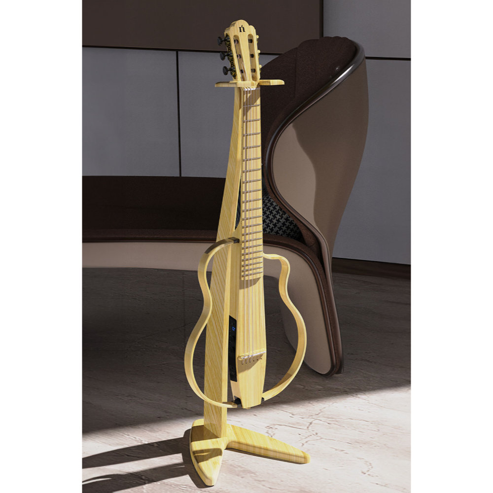 NATASHA ナターシャ NBSG Nylon Natural ナイロン弦モデル 竹製 スマートギター スタンド使用イメージ