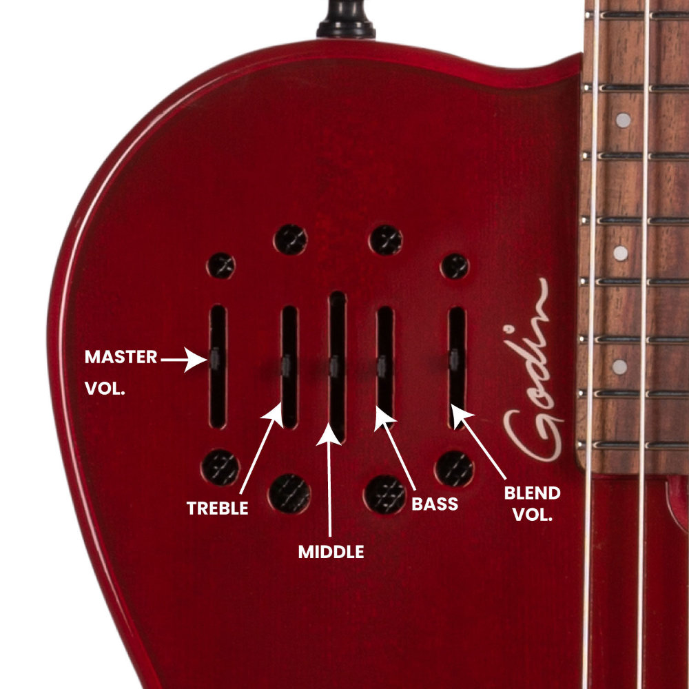 Godin ゴダン Multiac Mundial Aztek Red ナイロンギター コントロール