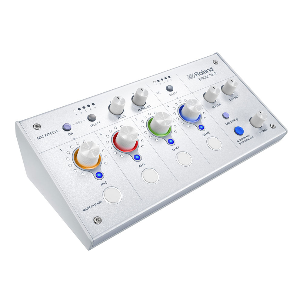 ROLAND BRIDGE CAST Ice White ゲーミングオーディオミキサー オーディオインターフェイス BRC-WH 全体像