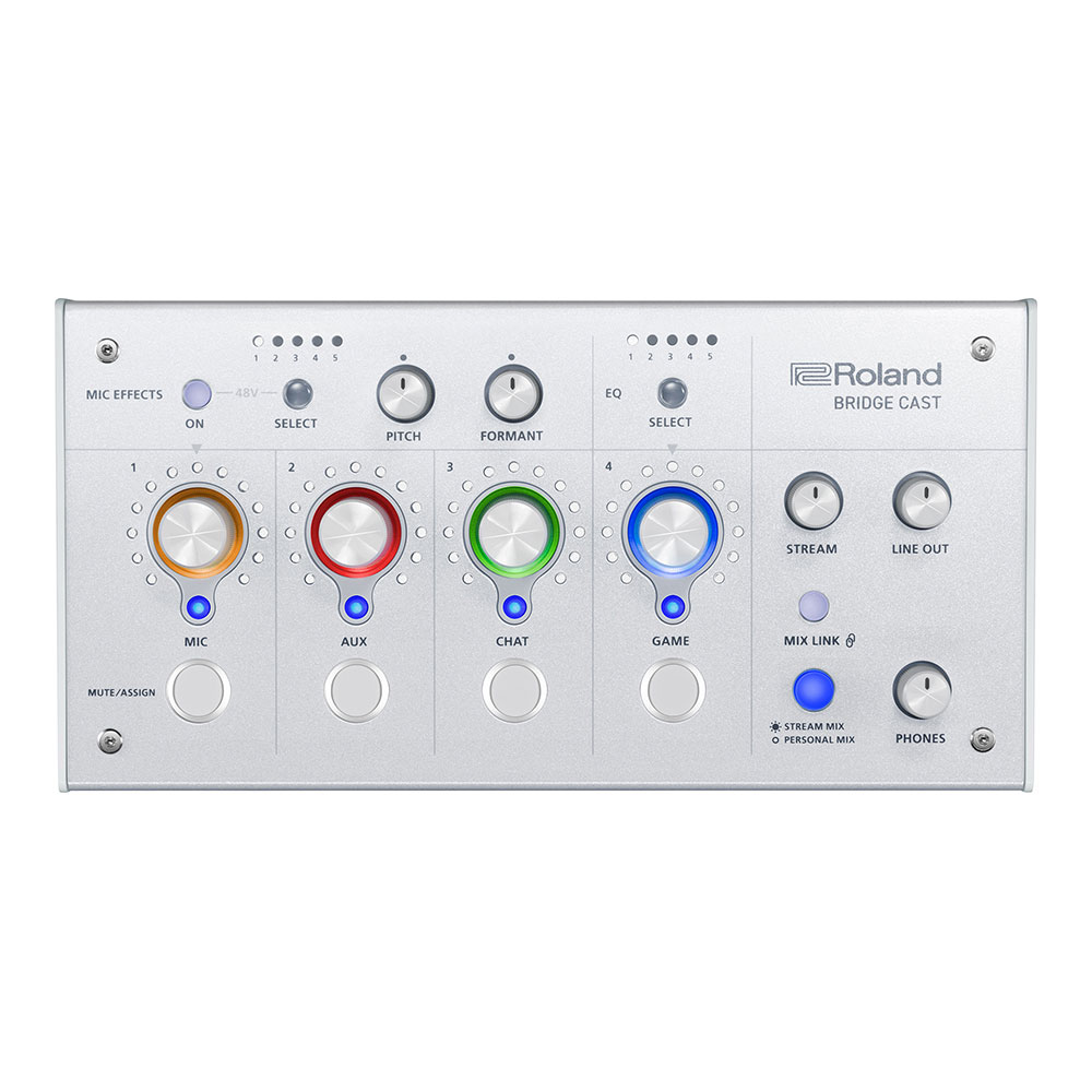 ROLAND BRIDGE CAST Ice White ゲーミングオーディオミキサー オーディオインターフェイス BRC-WH 正面