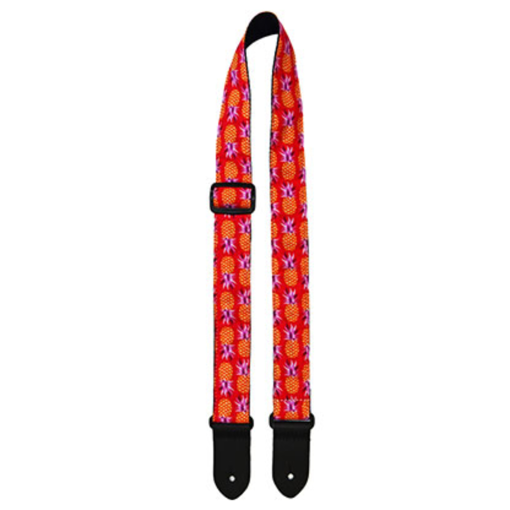 Perri’s ペリーズ FWS15-7097 1.5 ORANGE PINE パイナップル柄 レッド ウクレレストラップ 本体画像2