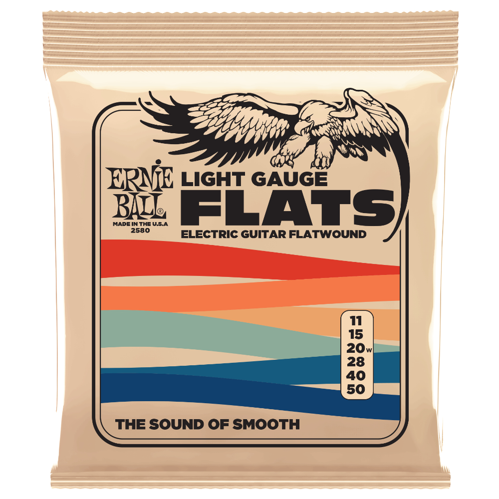 アーニーボール ギター弦 フラットワウンド ERNIE BALL 2580 Flatwound Stainless Steel 11-50 Light ステンレススチール