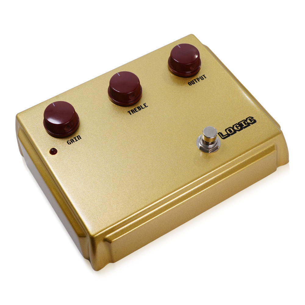 Gravity Waves LOGIC Overdrive Pedal Gold オーバードライブ ギターエフェクター フットスイッチ側サイドからのアングル