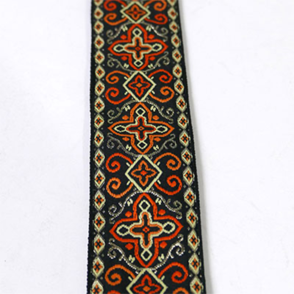 Perri’s ペリーズ TWSPL-7059 ORANGE CROSS JACQUARD ギターストラップ Perri’s ペリーズ TWSPL-7059 ORANGE CROSS JACQUARD ギターストラップ　柄アップ