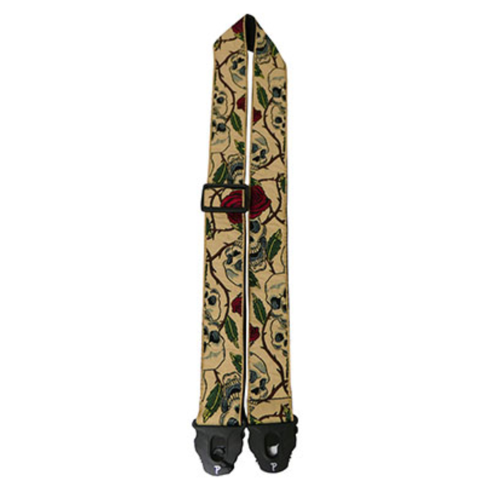 Perri’s ペリーズ TWSPL-7058 SKULL & ROSES JACQUARD ギターストラップ