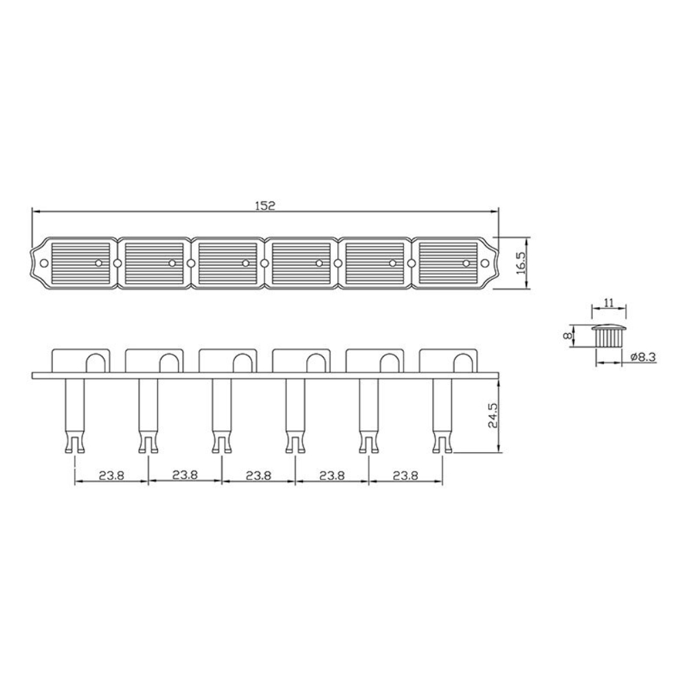 ARIA アリア AT-300G Tuning machines ギター用 ペグ 寸法図