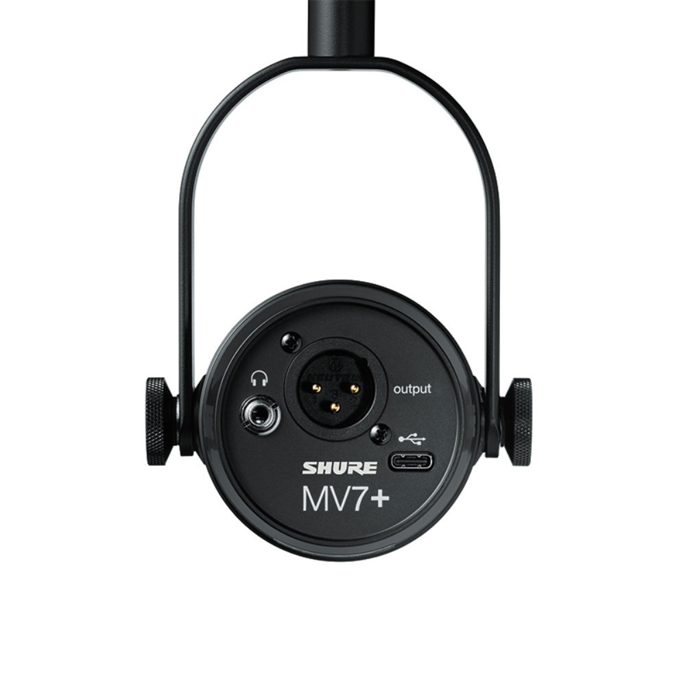 SHURE シュアー MV7+-K-J ポッドキャストマイクロホン ダイナミックマイク リバーブ内蔵 XLR出力 USB-C出力 両対応 シュア マイク 出力端子側