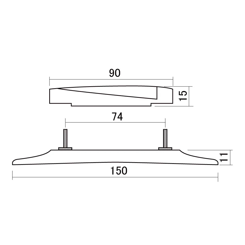 SCUD スカッド F-2805R アーチトップギター用ブリッジ スラントサドル サイズ図画像