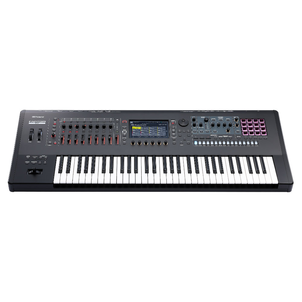 シンセサイザー ローランド ROLAND FANTOM-6EX MUSIC WORKSTATION キーボード 61鍵盤 セミウェイテッド ファントム 正面