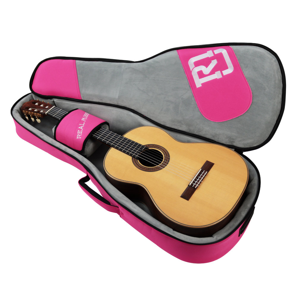 クラシックギターケース REAL MISSION CoolVox C Pink ピンク ギグバッグ リュック 背負うギターケース リアルミッション 仕舞いイメージ
