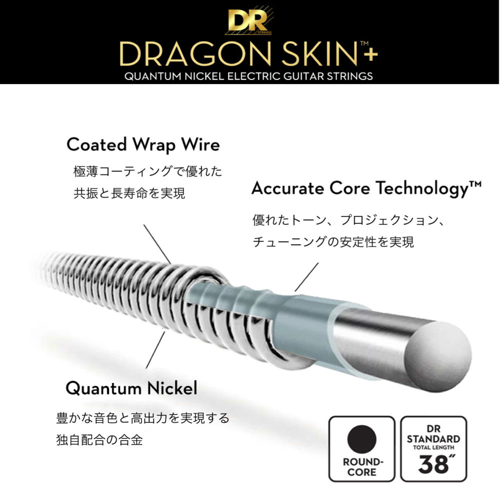 DR DRAGON SKIN+ Stainless for Bass DBSM-45 マルチスケール 45-105 極薄コーディング エレキベース弦 コーティング構造画像