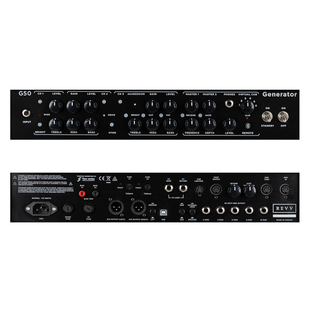 REVV Amplification レヴ アンプリフィケーション Generator G50 ギターアンプヘッド パネル画像