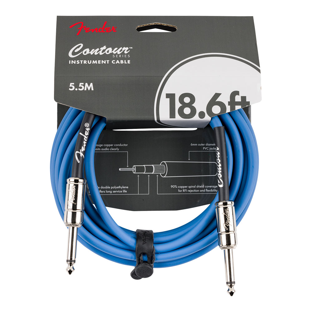 Fender フェンダー Contour 18.6ft（約6m） Cable Lake Placid Blue ギターケーブル