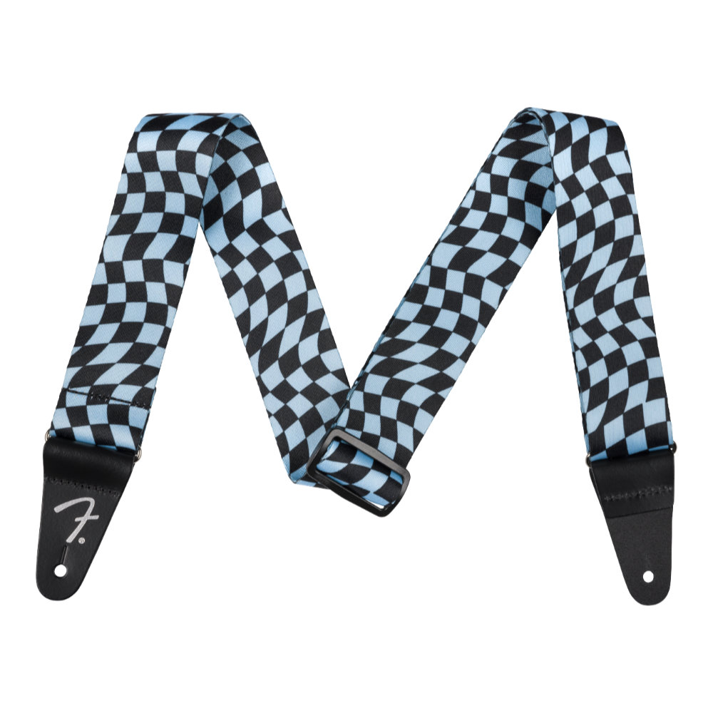 Fender フェンダー Wavy Checkerboard Polyester Strap Blue ギターストラップ