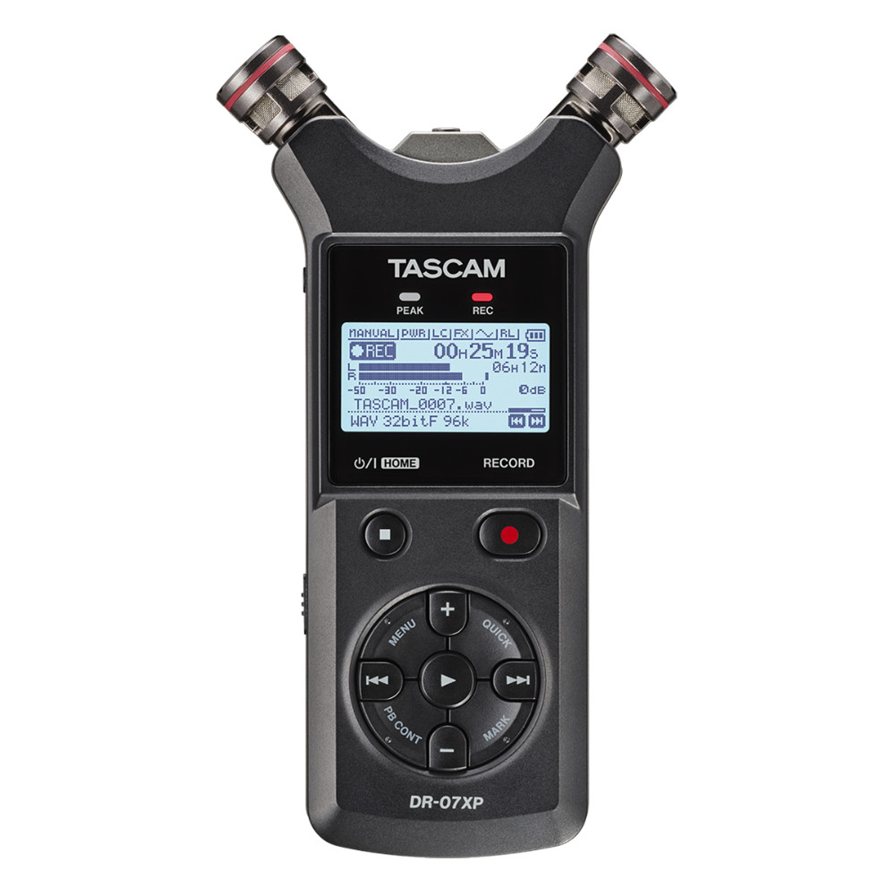 TASCAM タスカム DR-07XP A-B/X-Y可動式マイク搭載 32ビットフロート録音対応 ステレオポータブルレコーダー USB Type-C対応 トップ画像