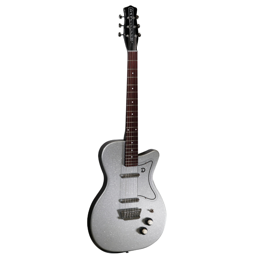 Danelectro ダンエレクトロ 56 SINGLE CUTAWAY METALFLAKE SILVER エレキギター 本体画像 斜め 