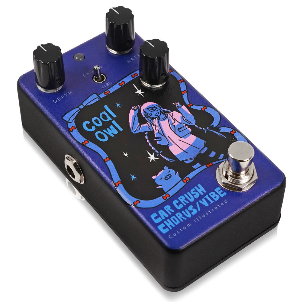 Animals Pedal アニマルズペダル Custom Illustrated CCV coalowl #01 コーラス トレモロ ギターエフェクター 本体画像 斜め 