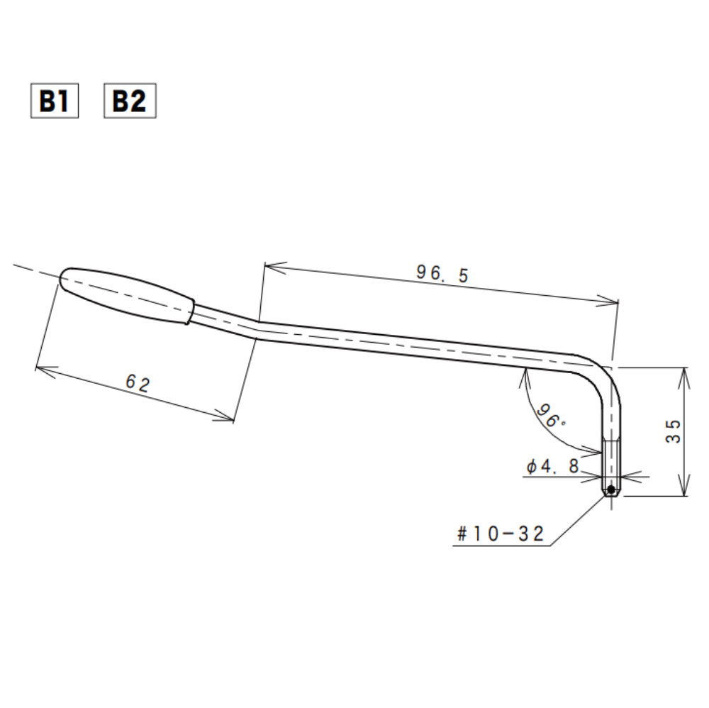 GOTOH B1-C GE101TS用トレモロアーム クローム サイズ詳細