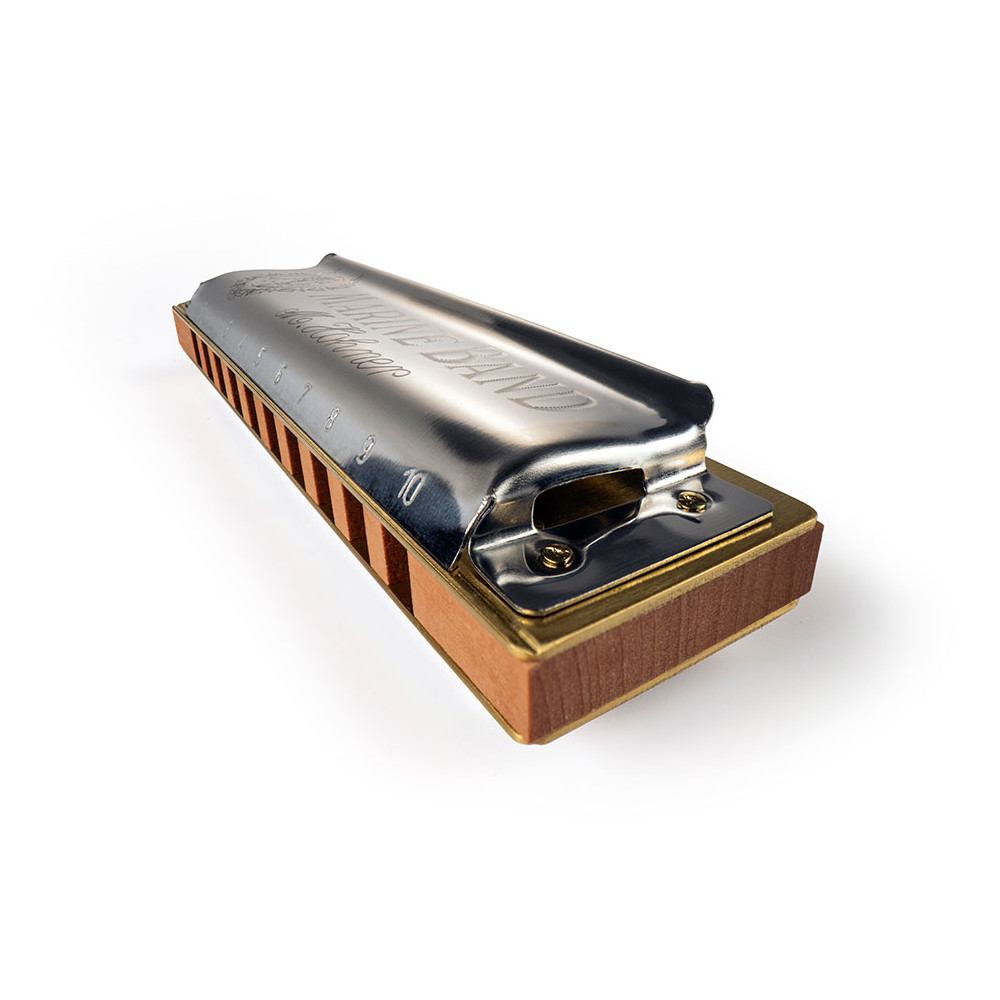 HOHNER ホーナー Marine Band 1896/20P D♭ 10ホールハーモニカ ブルースハープ 斜めアングル画像