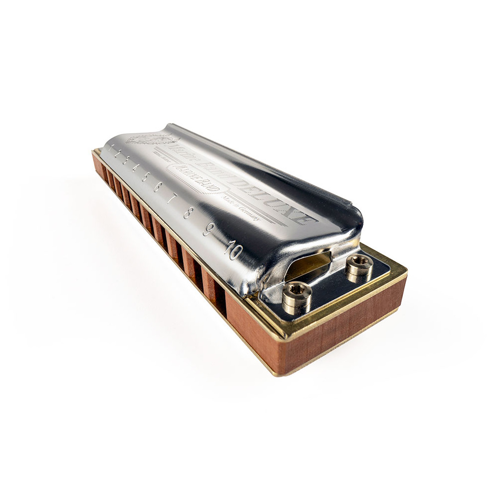 HOHNER ホーナー Marine Band Deluxe 2005P E♭ 10ホールハーモニカ ブルースハープ 斜めアングル画像
