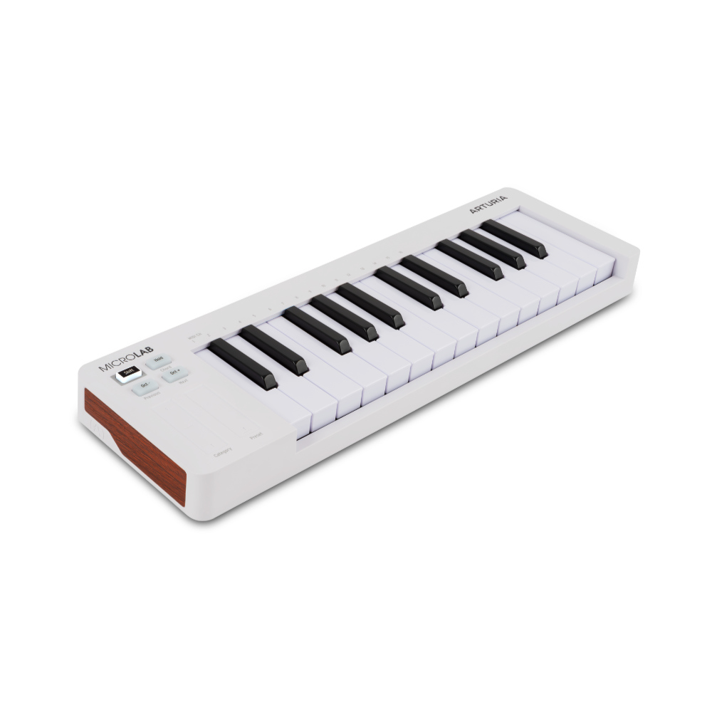 ARTURIA アートリア MICROLAB MK3 WH MIDIキーボード 左斜めアングル画像