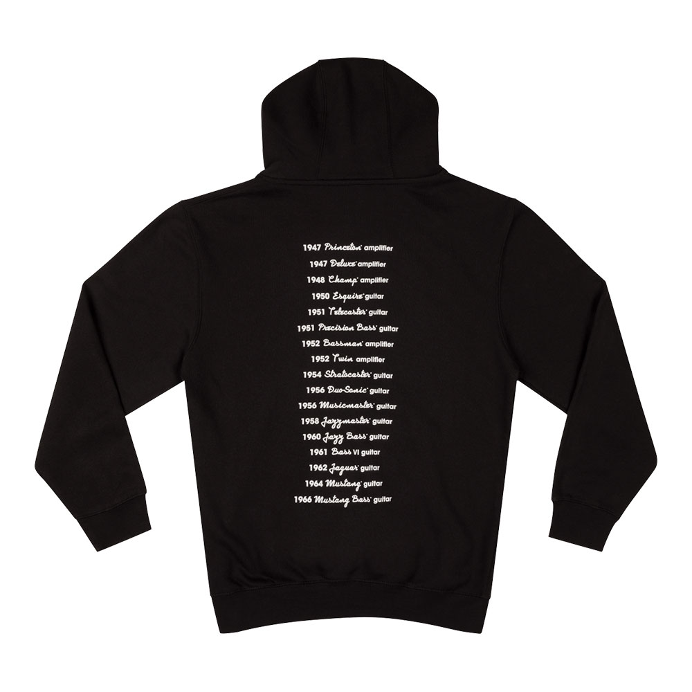 Fender フェンダー Logo Date Back Hoodie Black XLサイズ 長袖 パーカー フーディ 背面
