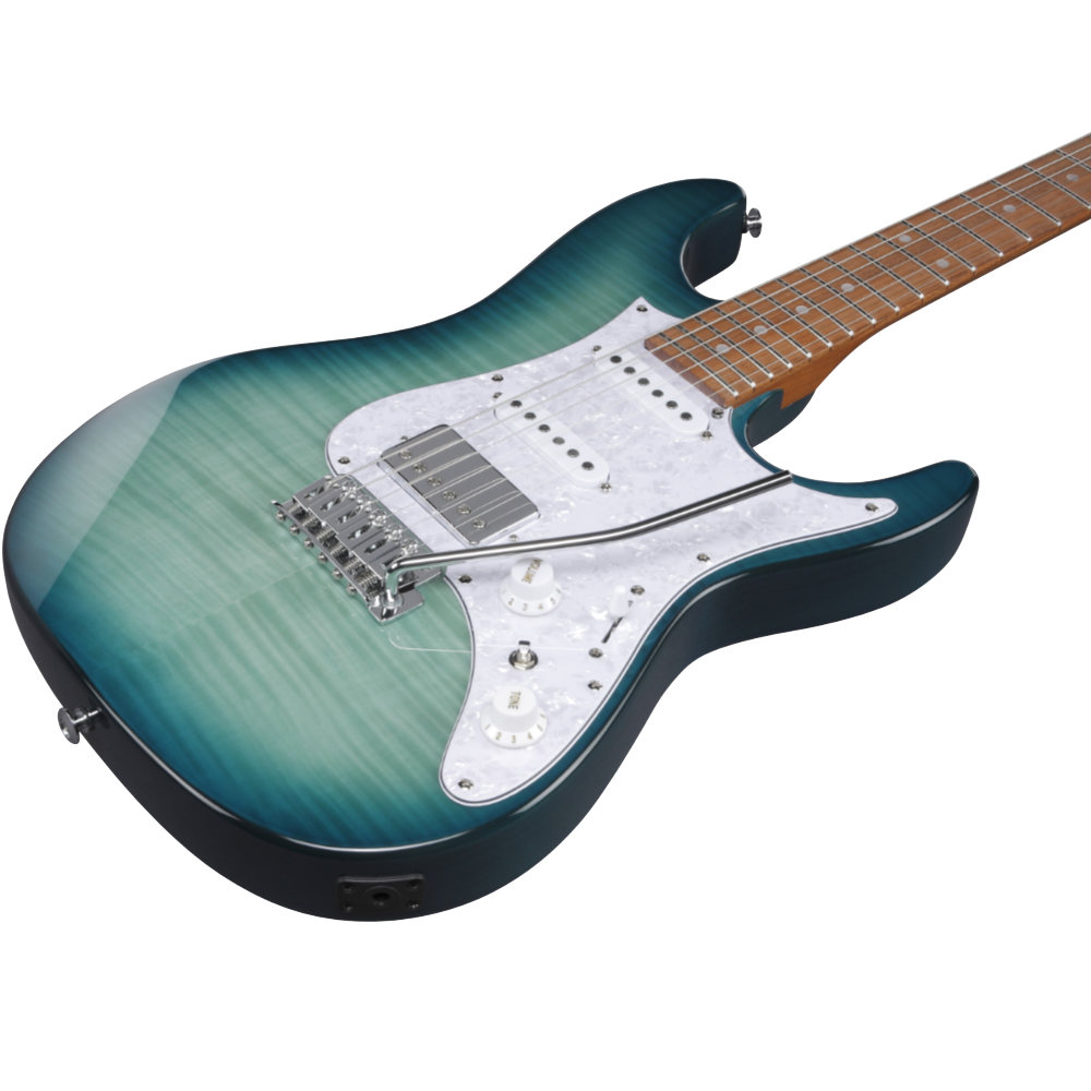 IBANEZ アイバニーズ AZ22S1F-TXB Transparent Turquoise Burst エレキギター ボディ斜めアングル画像