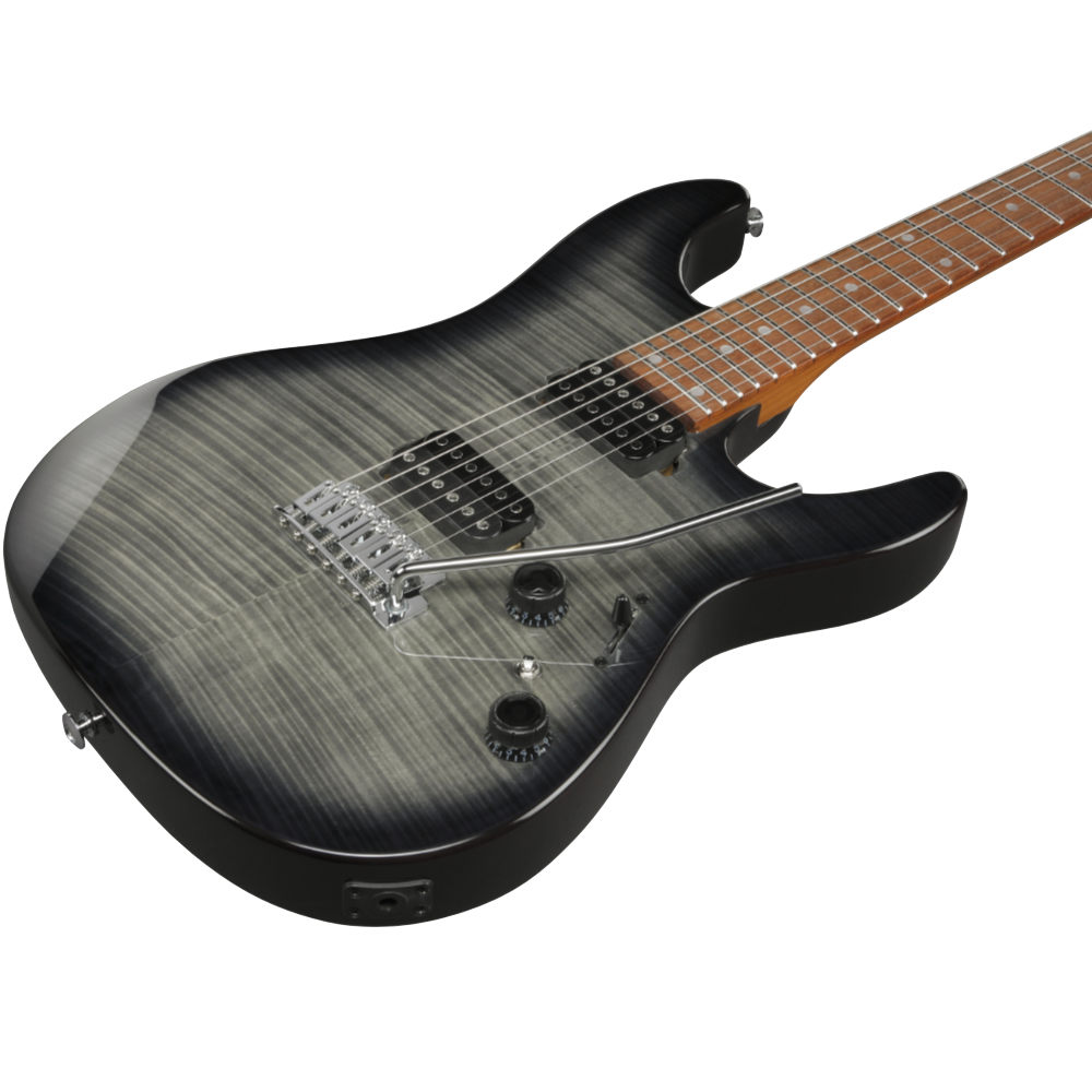 IBANEZ アイバニーズ AZ24S1F-TKS Transparent Black Sunburst エレキギター ボディ斜めアングル画像