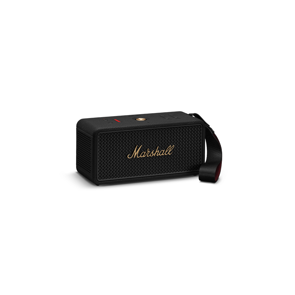 MARSHALL マーシャル Middleton II Black and Brass ワイヤレススピーカー ブラック&ブラス Bluetoothスピーカー 左斜めアングル画像