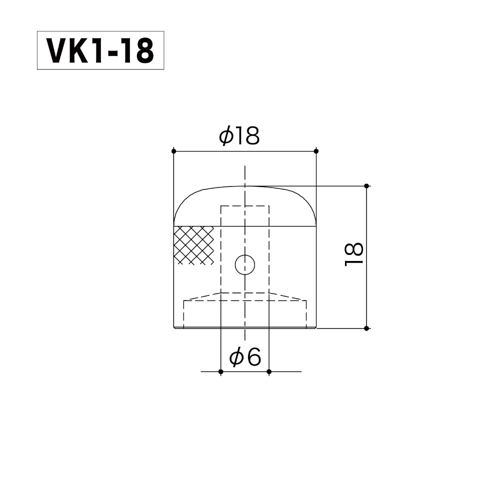 ゴトー GOTOH VK1-18B ノブ ギターパーツ ブラッククローム サイズ詳細
