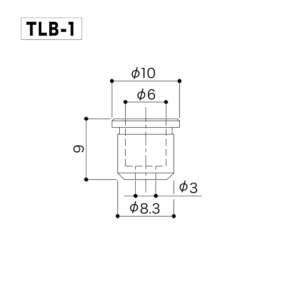 ゴトー GOTOH TLB-1GG ギター用 ストリングブッシュ 6個セット ゴールド サイズ詳細