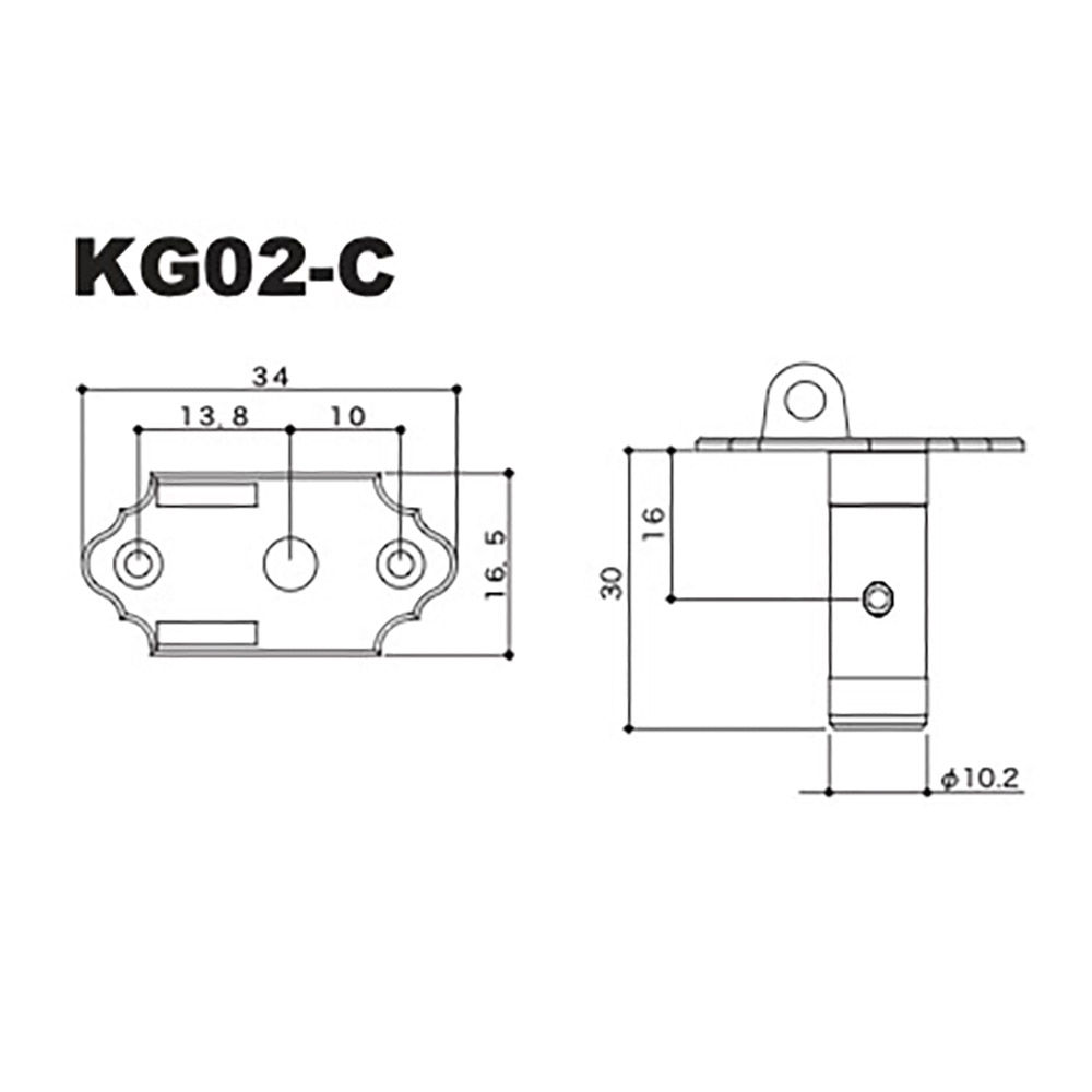 ゴトー GOTOH KG02-C-M クラシックギター用ペグ KO-GAプレミアムライン 寸法図