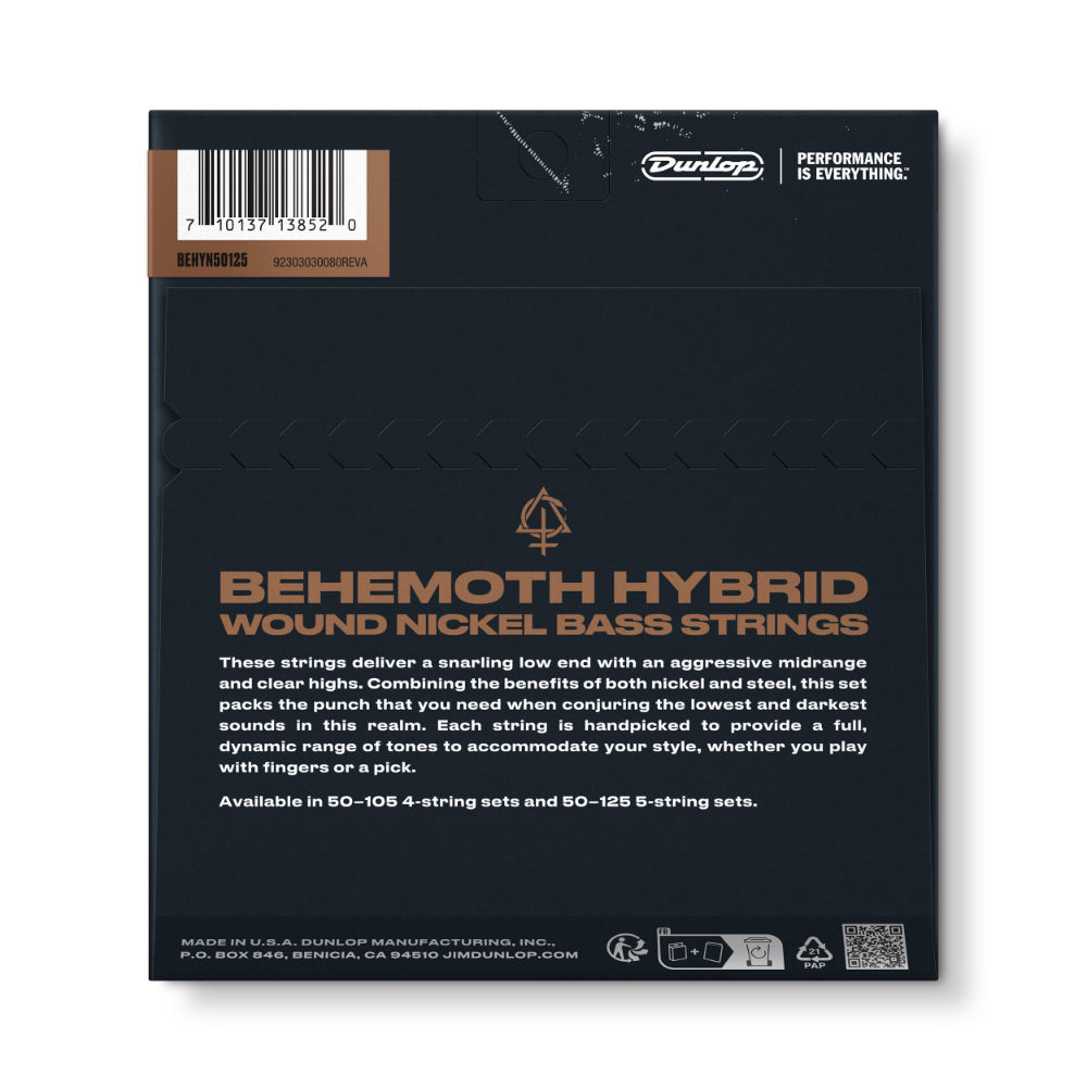 JIM DUNLOP ジムダンロップ BEHYN50125 Behemoth Hybrid Wound Nickel Bass Strings 50-125 5弦 エレキベース弦 背面画像