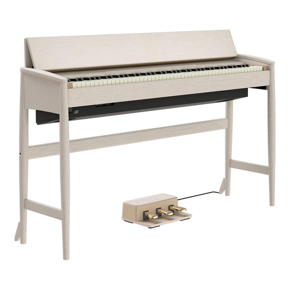 【組立設置無料サービス中】 ROLAND KF-20-KS 電子ピアノ ピアノ椅子付き シアーホワイト KIYOLAシリーズ カリモク家具製キャビネット 全体
