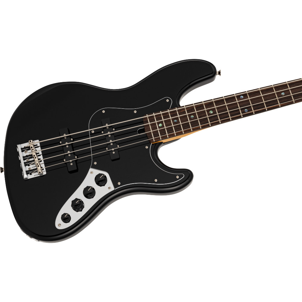Fender フェンダー Made in Japan Limited Active Modern Jazz Bass RW Black エレキベース ジャズベース ボディ斜めアングル画像