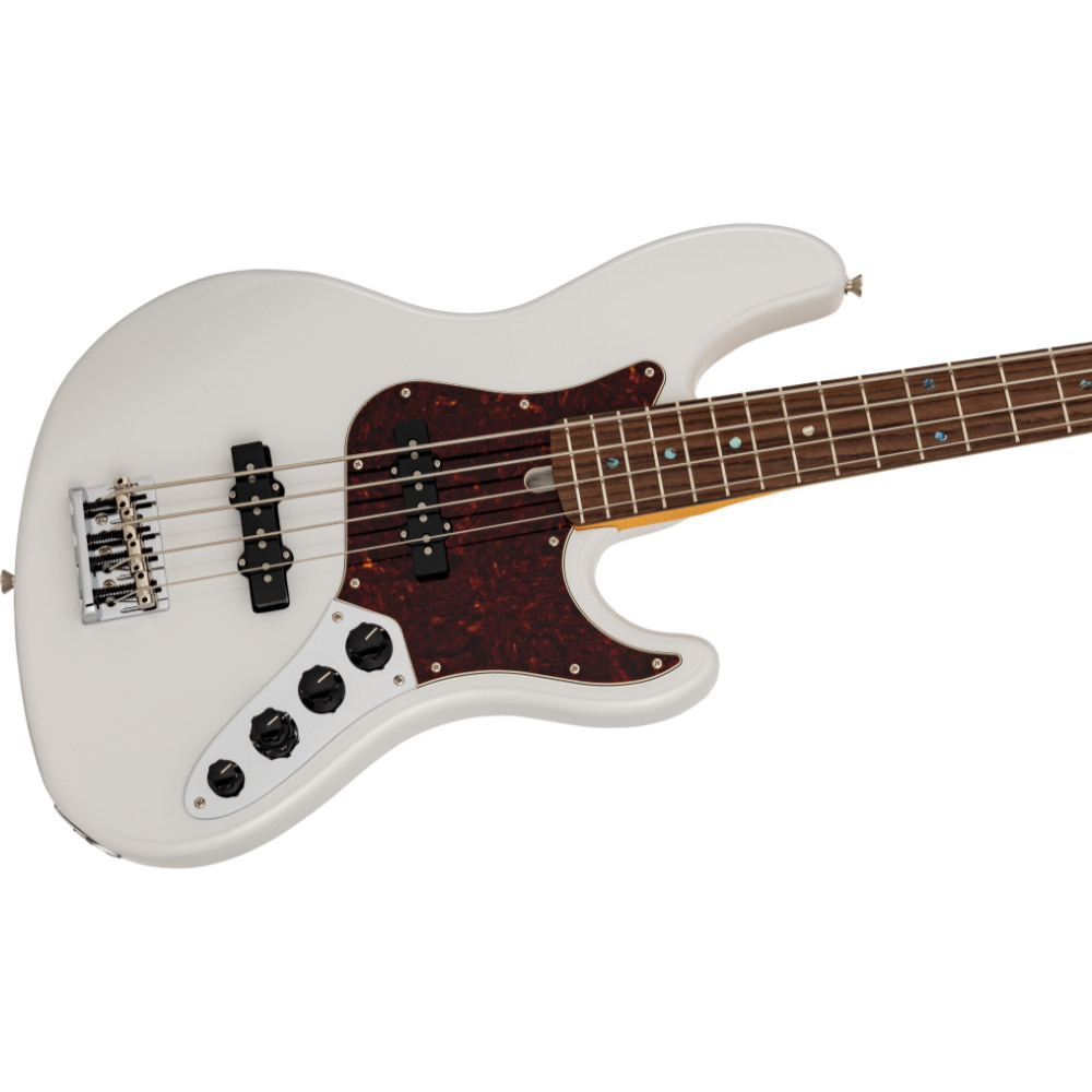 Fender フェンダー Made in Japan Limited Active Modern Jazz Bass RW Feather Gray エレキベース ジャズベース ボディ斜めアングル画像