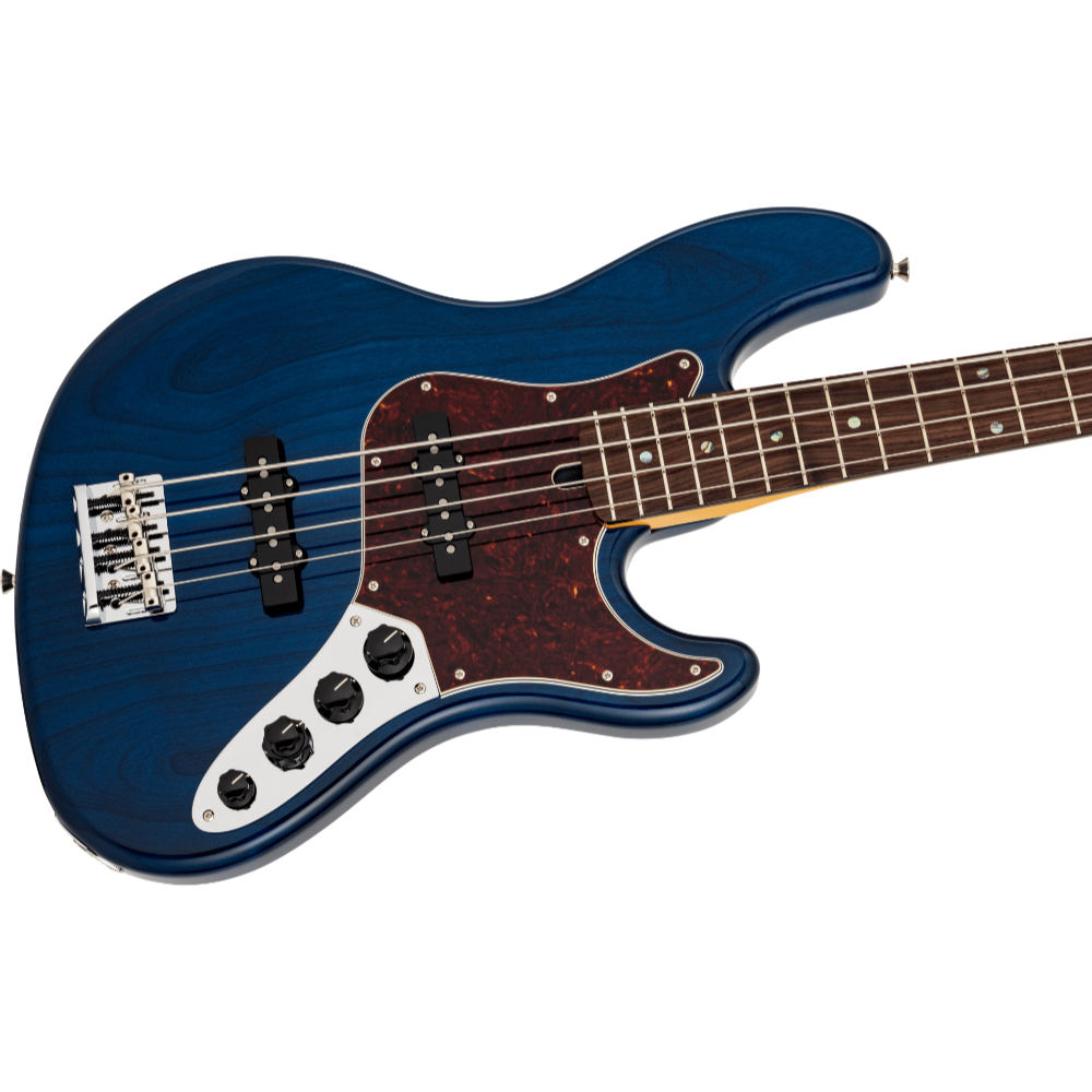 Fender フェンダー Made in Japan Limited Active Modern Jazz Bass RW Sapphire Blue Trans エレキベース ジャズベース ボディ斜めアングル画像
