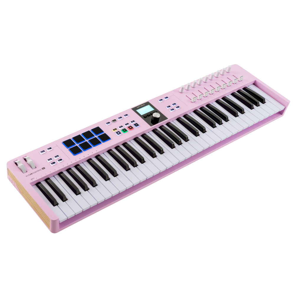 ARTURIA アートリア KeyLab Essential 61 mk3 Rose Quartz 61鍵 MIDIキーボード Analog Lab など豊富なバンドルソフトつき キーラボエッセンシャル 左サイド