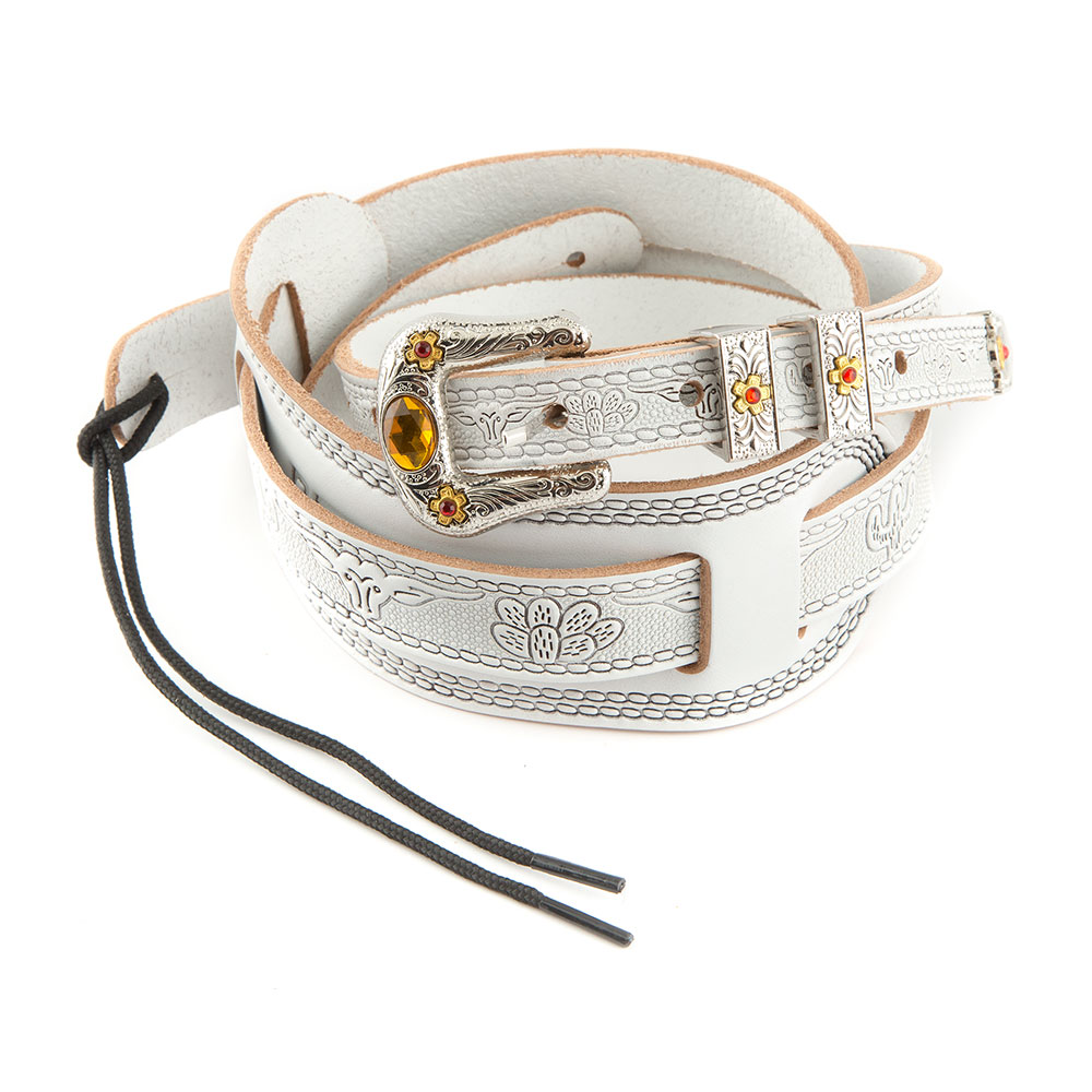 GRETSCH グレッチ Vintage Tooled Leather Guitar Strap White ギターストラップ